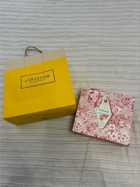 L'Occitane cherry blossom Gift Box & Signature Yellow Bag - Pink/Yellow